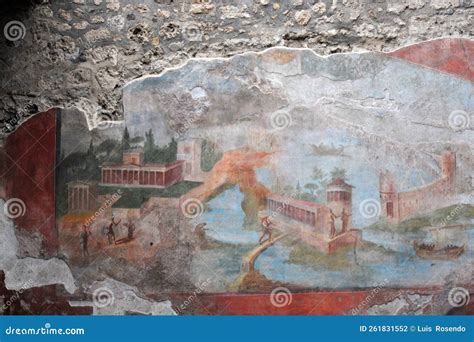 An Ancient Roman Fresco in Pompeii - Italy Stock Photo - Image of italy ...