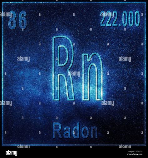 Radon chemical element, Sign with atomic number and atomic weight ...