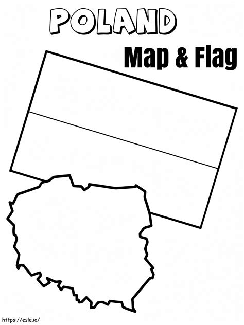 Poland Flag And Map coloring page