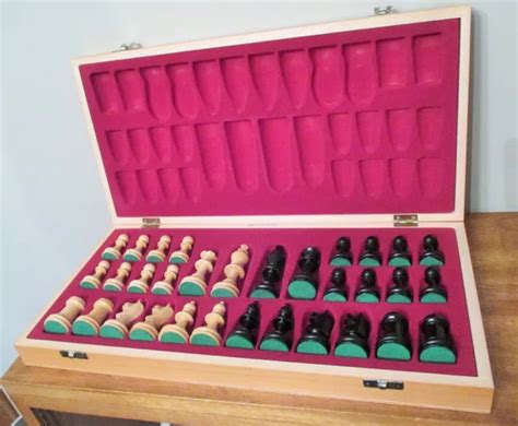 VINTAGE WEST GERMANY Handcarved Wood Chess Set-Case, German English Instructions $95.00 - PicClick