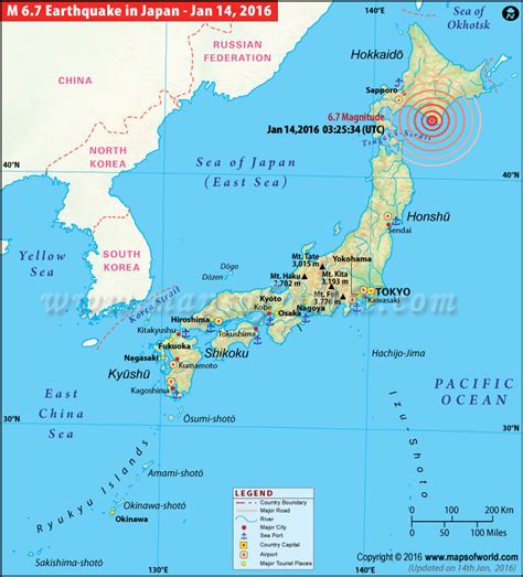 Japan Earthquakes Map, Areas Affected by Earthquakes in Japan