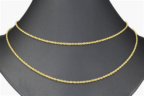 14K Yellow Gold 1.5mm Thin Diamond Cut Rope Chain Pendant Necklace Women 16"-24" | eBay