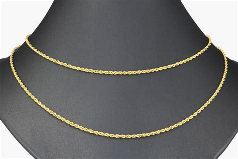 14K Yellow Gold 1.5mm Thin Diamond Cut Rope Chain Pendant Necklace Women 16"-24" | eBay