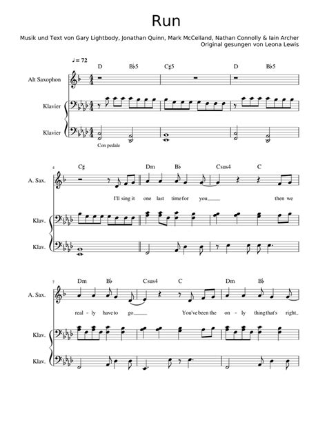 Leona Lewis - Run Sheet music for Piano, Alto Saxophone | Download free in PDF or MIDI ...