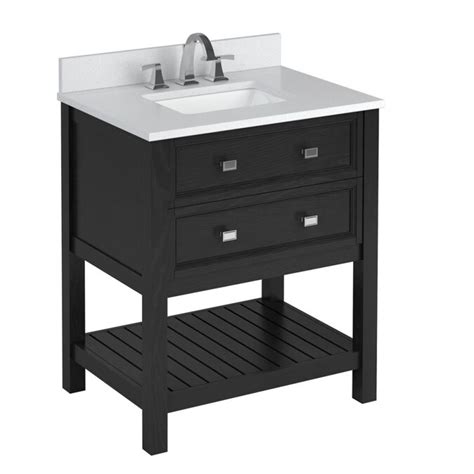 Scott Living Canterbury 30-in Black Birch Single Sink Bathroom Vanity with Terrazzo Engineered ...