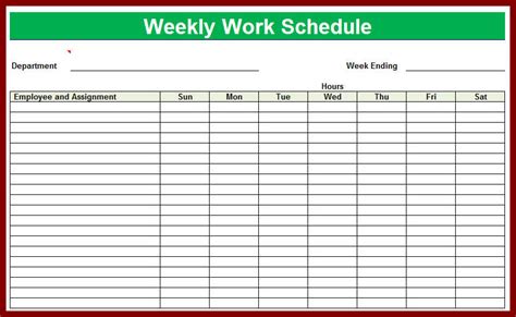 Weekly Employee Schedule Template – task list templates