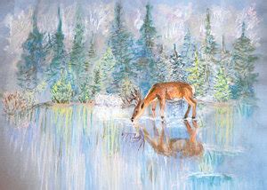 Deer Drinking Water Painting at PaintingValley.com | Explore collection ...