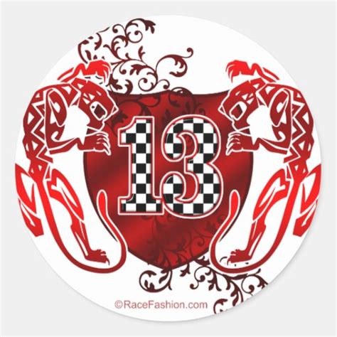 13 race car number round sticker | Zazzle