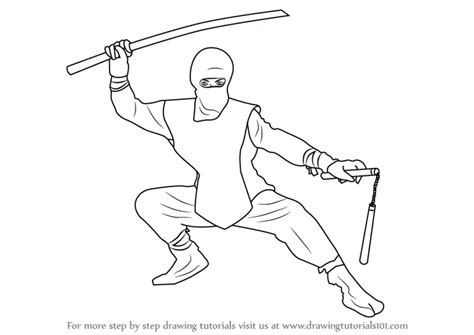 Learn How to Draw a Ninja (Ninjas) Step by Step : Drawing Tutorials