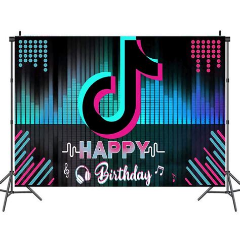 Buy Tik Tok Party Decorations Studio Banner,Musical Themes Happy Birthday Backdrop,Birthday ...