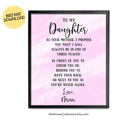 To My Daughter Printable Poem Mother to Daughter Gift | Etsy