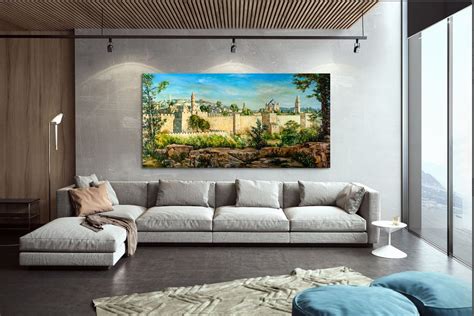 Jerusalem Wall/jerusalem Landscape/realistic Judaica Wall Art/jewish Art/realism Fine Art/canvas ...