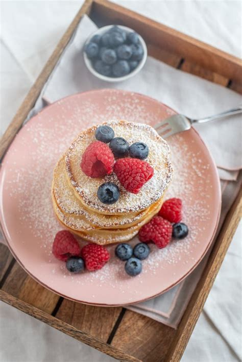 Freshly Baked Pancakes With Berries Stock Image - Image of bakery ...