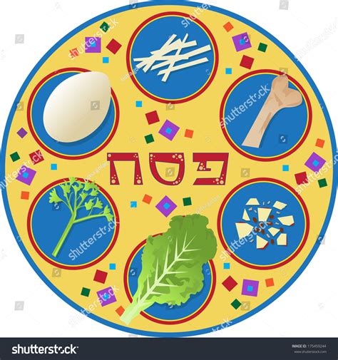 Passover Plate Passover Plate Symbols Word: เวกเตอร์สต็อก (ปลอดค่าลิขสิทธิ์) 175459244 ...