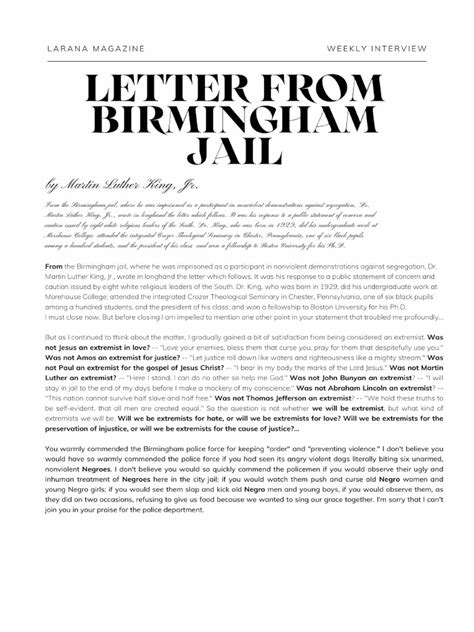 Letter From Birmingham Jail | PDF