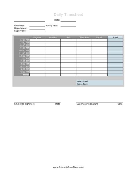 Hourly Time Sheet