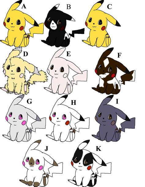 Species Variations - Pikachu by KuranaMinamino on DeviantArt