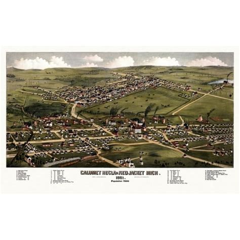 Old Map of Calumet Michigan 1881 Houghton County Poster Print - Walmart.com - Walmart.com