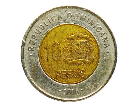 10 Pesos Coin, Bank of Dominican Republic. Obverse, Issue 2005 Stock ...