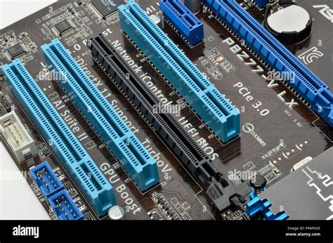 PCI Express expansion and graphics slots on an ASUS motherboard Stock Photo - Alamy