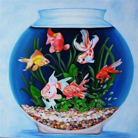 The Fish Bowl Painting | Fish painting, Fish bowl, Art painting oil