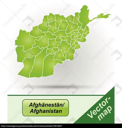 Border map of Afghanistan with borders in green - Royalty free image ...