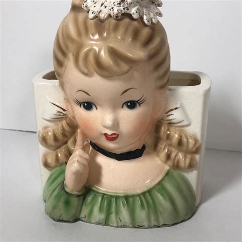 LOT 183F: Vintage Ceramic Planters - Southern Belle Girl, Joseph Originals Reading Girl, Relpo ...