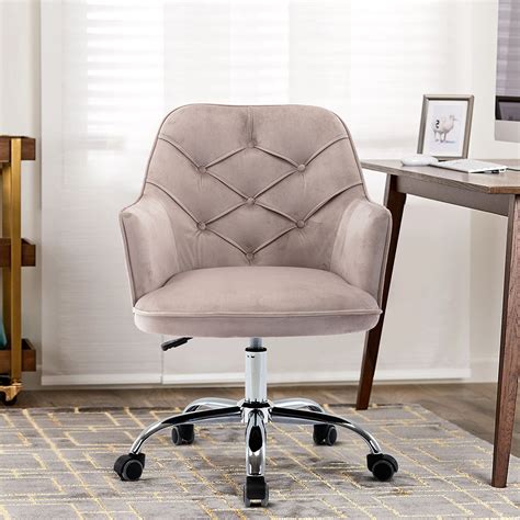 Grey Velvet Office Chair with Arms