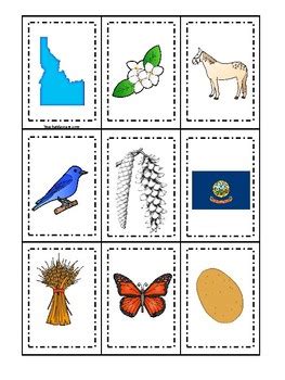 Idaho State Symbols themed Memory Match Game. Preschool Game | TpT