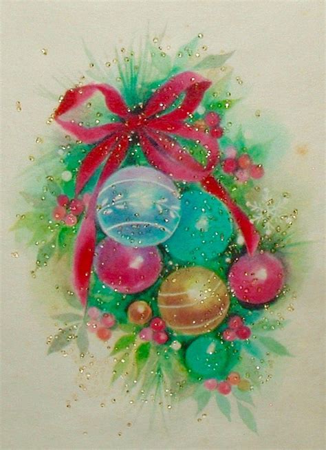 Glitter card. Vintage Christmas Card. Retro Christmas Card. Vintage ...