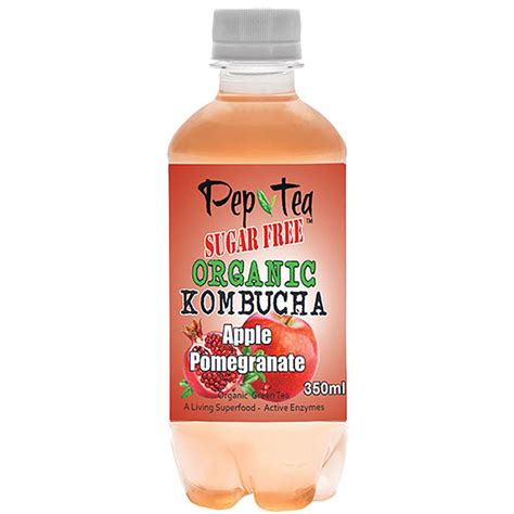 Organic Kombucha Tea - Apple & Pomegranate - Sugar Free Drinks 350ml ...