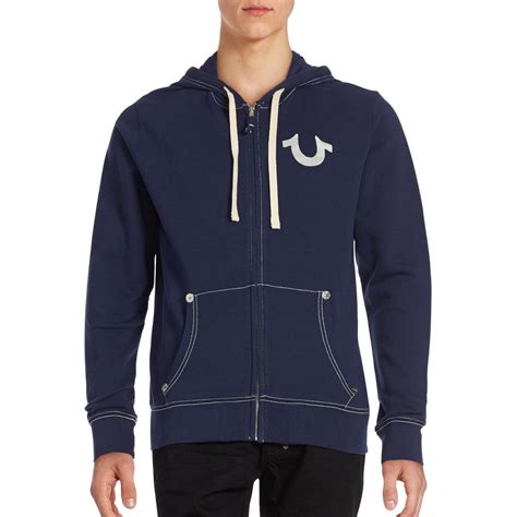 True Religion Cotton Classic Logo Zip-up Hoodie in Oatmeal (Blue) for Men - Lyst