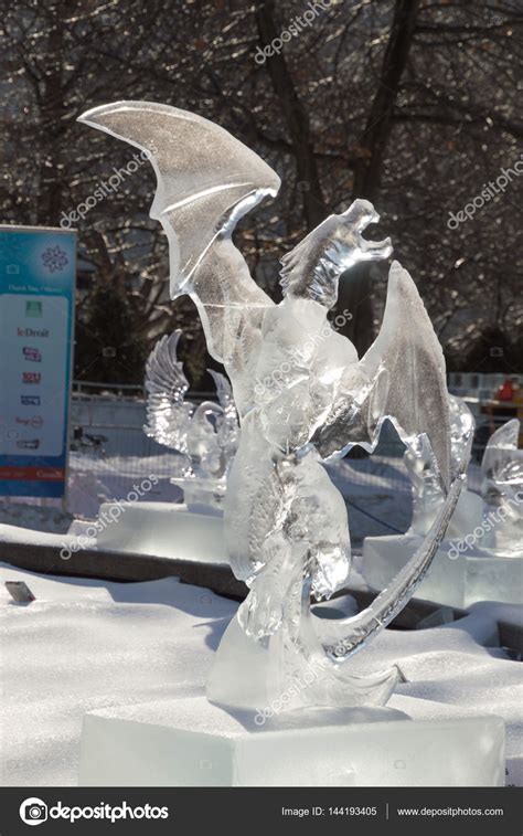 Dragon ice carving | Dragon Ice Sculpture Carving at Winterlude, Ottawa, Feb 8, 2017 – Stock ...