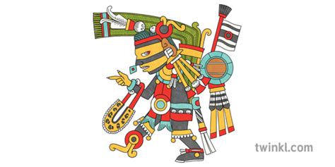 Tezcatlipoca Aztec God Smoking Mirror Deity KS2 Illustration - Twinkl