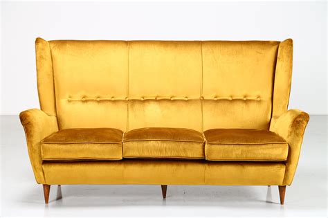 Velvet fabric sofa by Gio Ponti for Arredamenti ISA Bergamo, 1950s | #94377