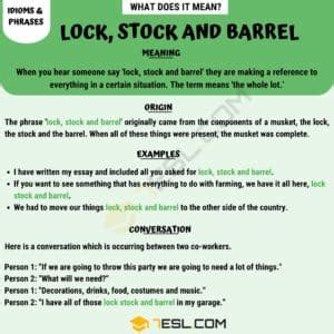 "Lock, Stock and Barrel" Meaning, Origin and Examples • 7ESL