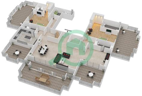 Floor plans for Type 2 3-bedroom Penthouses in Maurya | Bayut Dubai