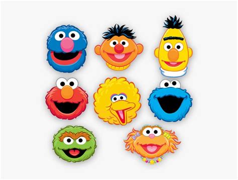 the sesame characters are made out of paper and have different facial expressions on their faces