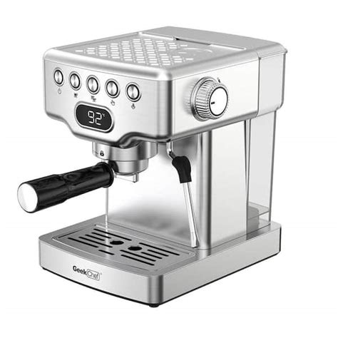 Aoibox 2- Cup Silver 20 Bar Espresso Machine with Milk Frother, 1.8L ...