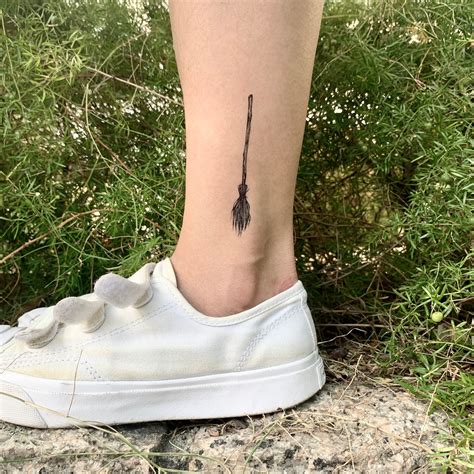 Witch Broom Temporary Tattoo Sticker set of 2 | Etsy