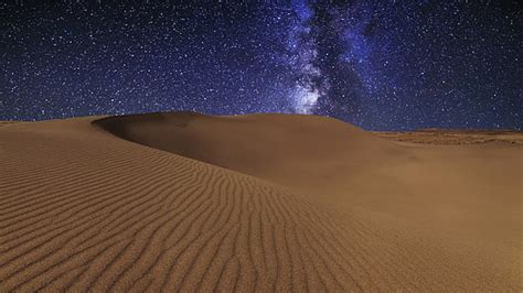 HD wallpaper: desert, night, rocks, stars, night sky, milky way, starry ...