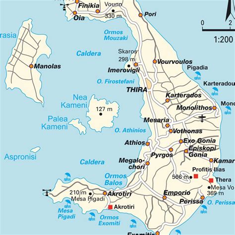 Karte Santorini, Griechenland: Stadtplan, Karte und Routenplaner von hot-maps.