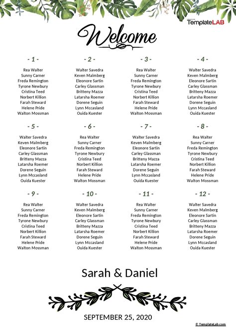 Wedding Seating Chart Poster Template Microsoft Word - The Best Wedding Picture In The World