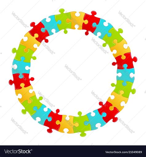 Fun kids puzzle frame round form Royalty Free Vector Image