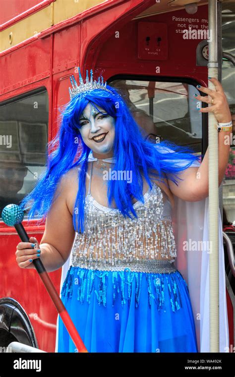 Participants in colourful outfits at Pride in London Parade, London, UK ...