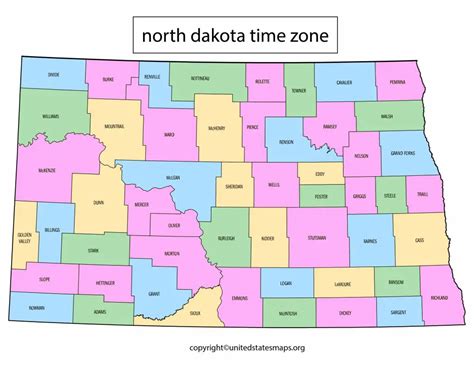 North Dakota Time Zone Map | US Time Zone Map North Dakota