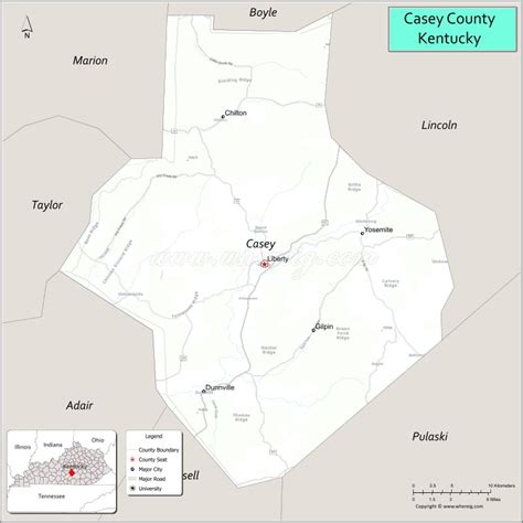 Map of Casey County, Kentucky - Where is Located, Cities, Population ...