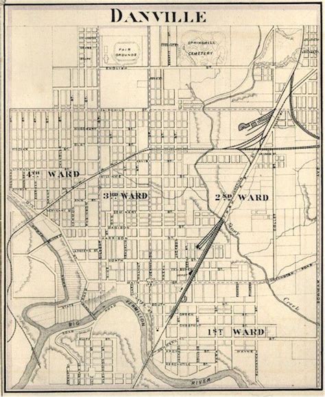 Details about Danville Illinois Vermilion Co IL 1876 Map Genealogy ...