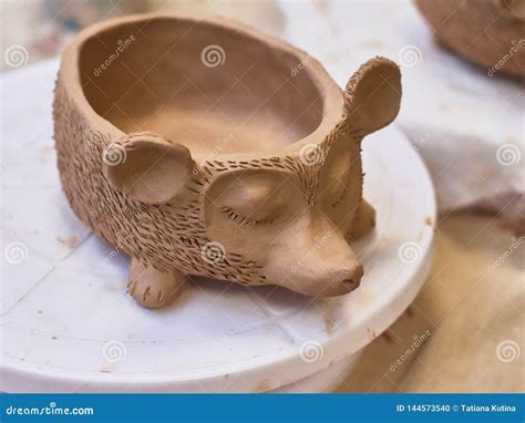 Handmade Clay Pot Made of Fireclay. Hedgehog. Stock Photo - Image of frying, history: 144573540