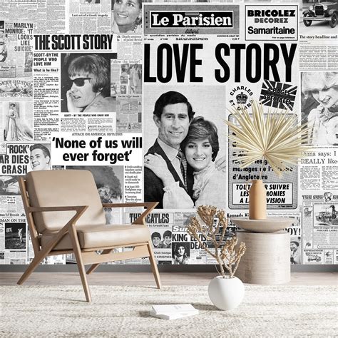 Newspaper Collage Wallpaper & Creative Vintage Journal News - Etsy